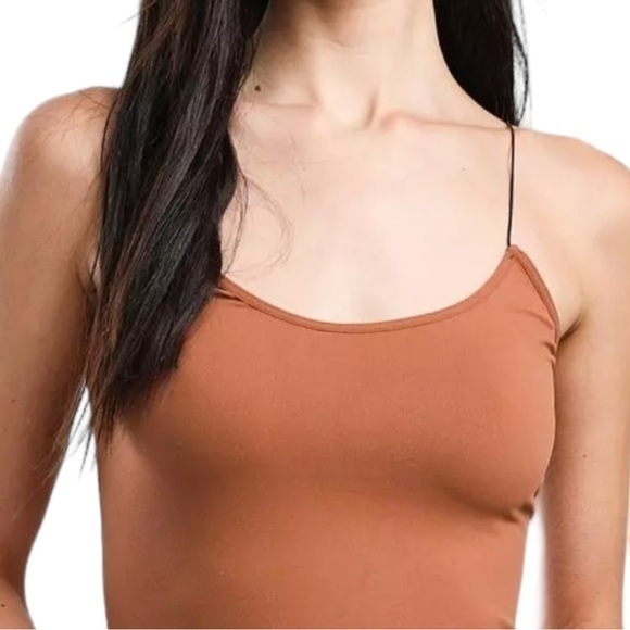 Free People Tops - Intimately Free People M Terra Cotta Skinny Spaghetti Strap Thong Back Bodysuit